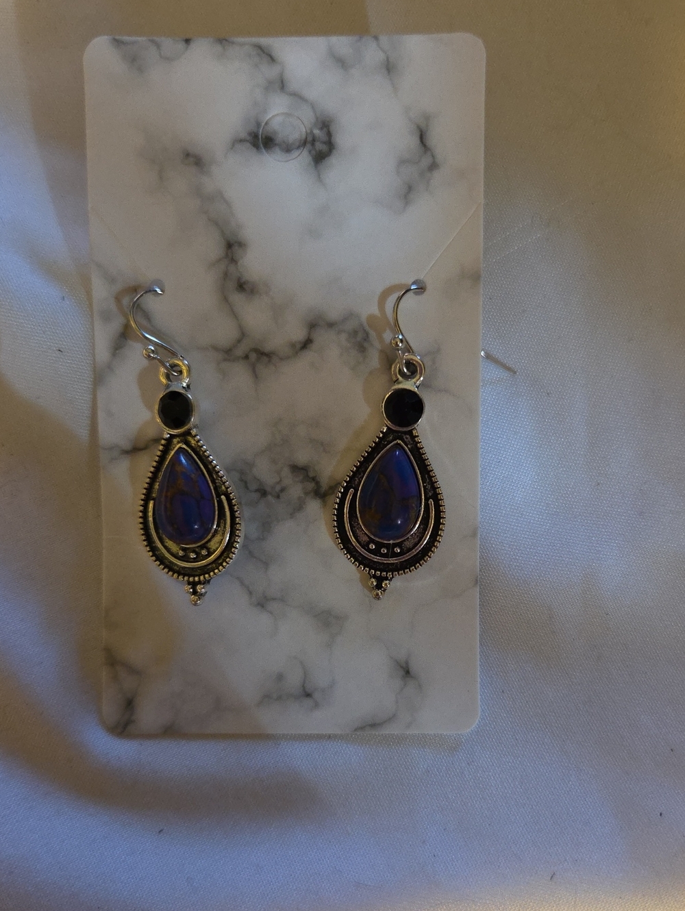 Elegant Purple Teardrop Dangle Earrings